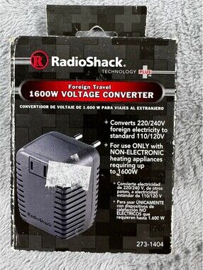 Radio Shack 1600 Watt Foreign Travel Voltage Converter 273-1404 Black